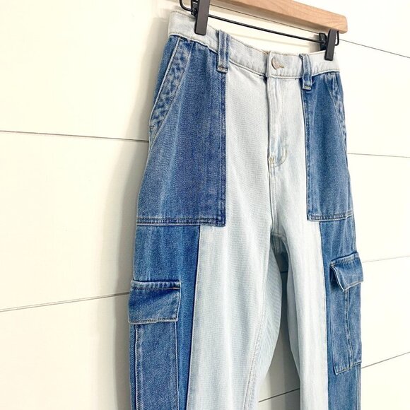 Pacsun Y2k Retro Two Toned High Rise Cargo Style Mom Jeans, Women’s Size 25 - Picture 3 of 13